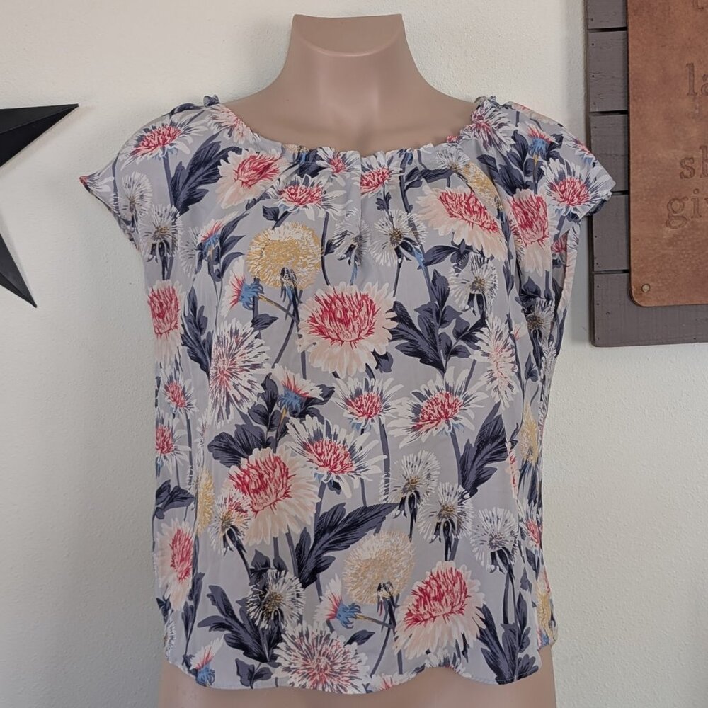 szXL Lauren Conrad Blue Floral Career Top